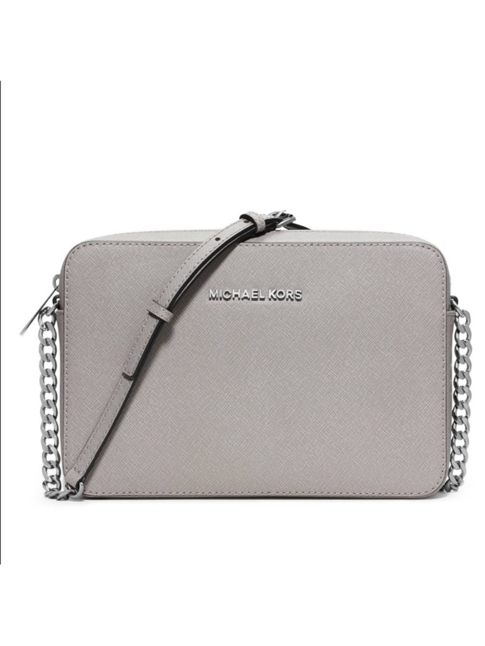 🆕 Michael Kors Grey Saffiano Leather Jet Set Crossbody Bag